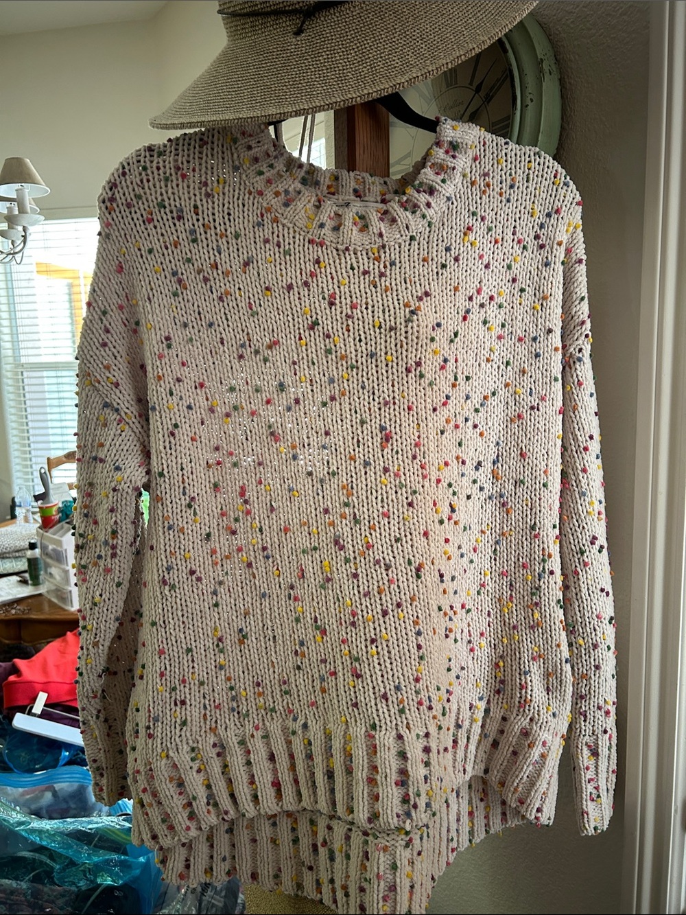 Seven7 Cream Speckled Crewneck Sweater